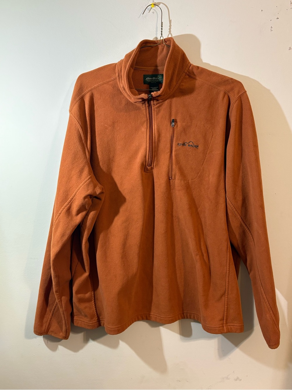 Eddie‎ Bauer burnt orange 1/4 zip fleece pullover men’s XXL zip front pocket